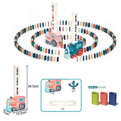 Cross-border dominoes trembles with educational children's automatic licensing electric sound and light train toys