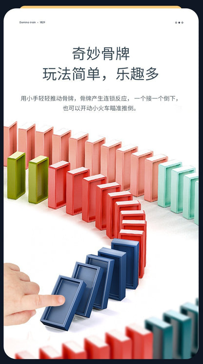 Cross-border dominoes trembles with educational children's automatic licensing electric sound and light train toys