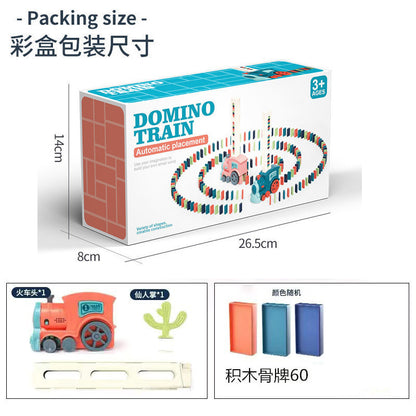 Cross-border dominoes trembles with educational children's automatic licensing electric sound and light train toys