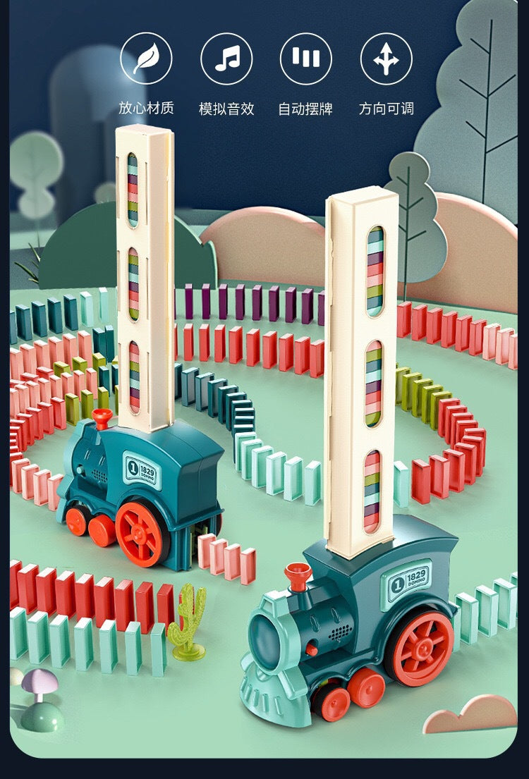Cross-border dominoes trembles with educational children's automatic licensing electric sound and light train toys