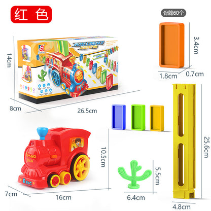 Cross-border dominoes trembles with educational children's automatic licensing electric sound and light train toys