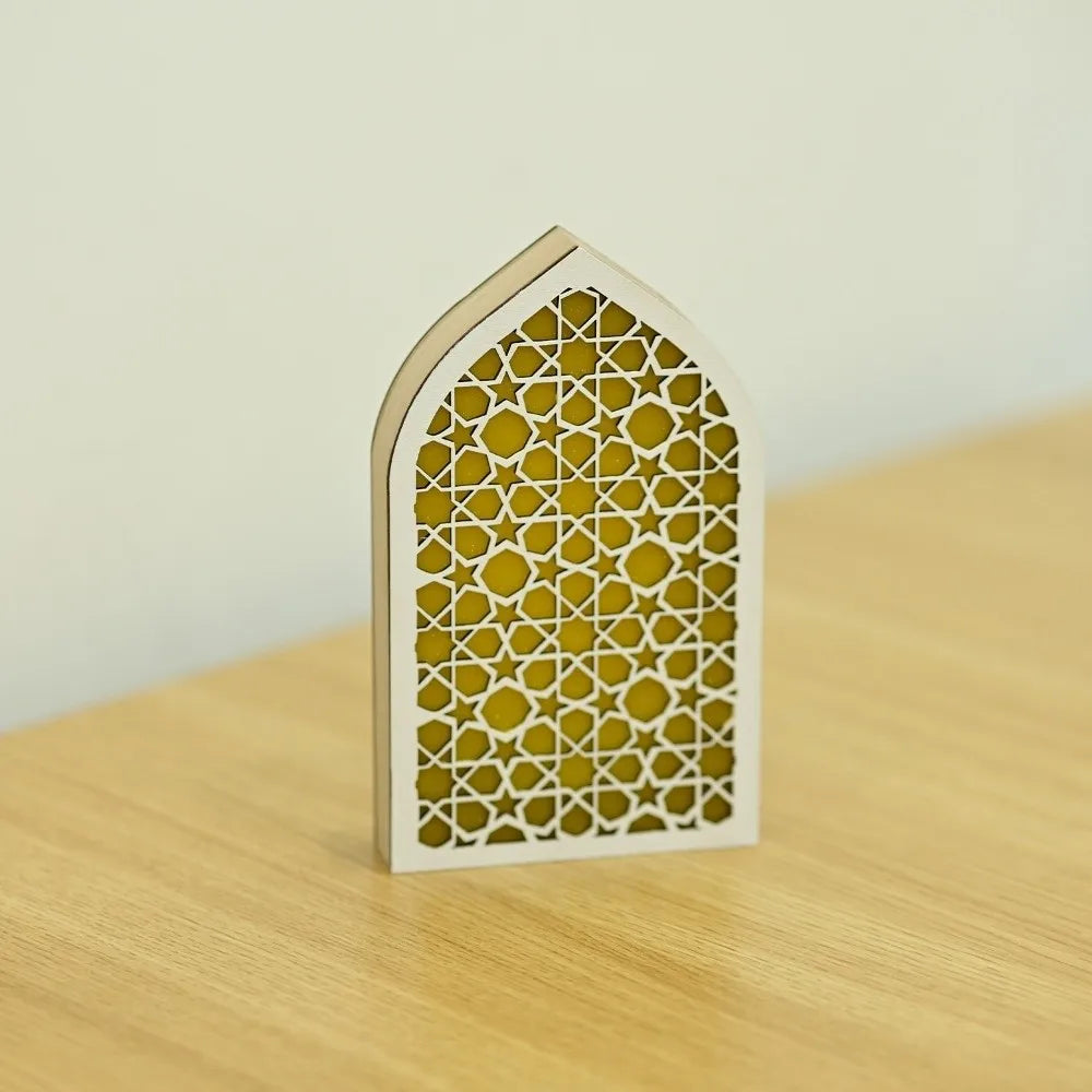 Party Supplies Creative Eid Desktop Ornament LED Moon Night Light Ornament Small Carved Eid Wooden Decoration for Gifts