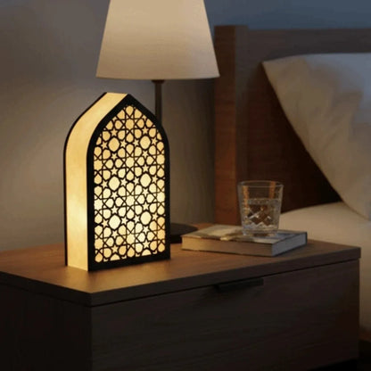 Party Supplies Creative Eid Desktop Ornament LED Moon Night Light Ornament Small Carved Eid Wooden Decoration for Gifts