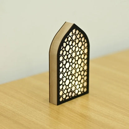 Party Supplies Creative Eid Desktop Ornament LED Moon Night Light Ornament Small Carved Eid Wooden Decoration for Gifts