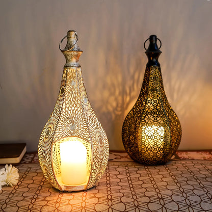 Elegant Metal Lantern Candle Holder - Home Decor Tabletop Lantern,Perfect forNew Year and Celebrations (Excluding Candles)