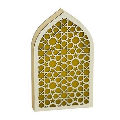 Party Supplies Creative Eid Desktop Ornament LED Moon Night Light Ornament Small Carved Eid Wooden Decoration for Gifts