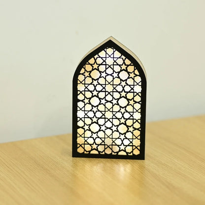 Party Supplies Creative Eid Desktop Ornament LED Moon Night Light Ornament Small Carved Eid Wooden Decoration for Gifts