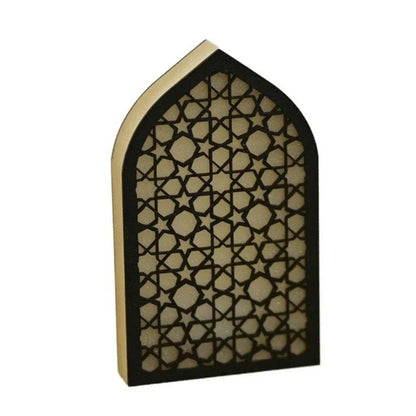 Party Supplies Creative Eid Desktop Ornament LED Moon Night Light Ornament Small Carved Eid Wooden Decoration for Gifts