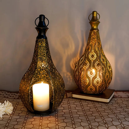Elegant Metal Lantern Candle Holder - Home Decor Tabletop Lantern,Perfect forNew Year and Celebrations (Excluding Candles)