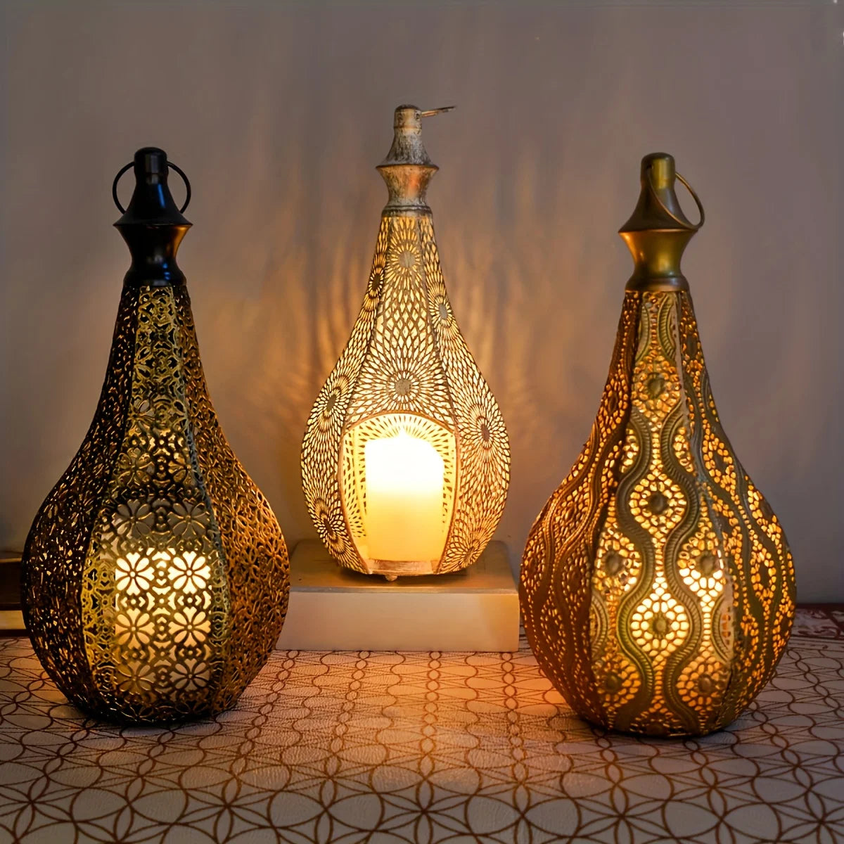 Elegant Metal Lantern Candle Holder - Home Decor Tabletop Lantern,Perfect forNew Year and Celebrations (Excluding Candles)